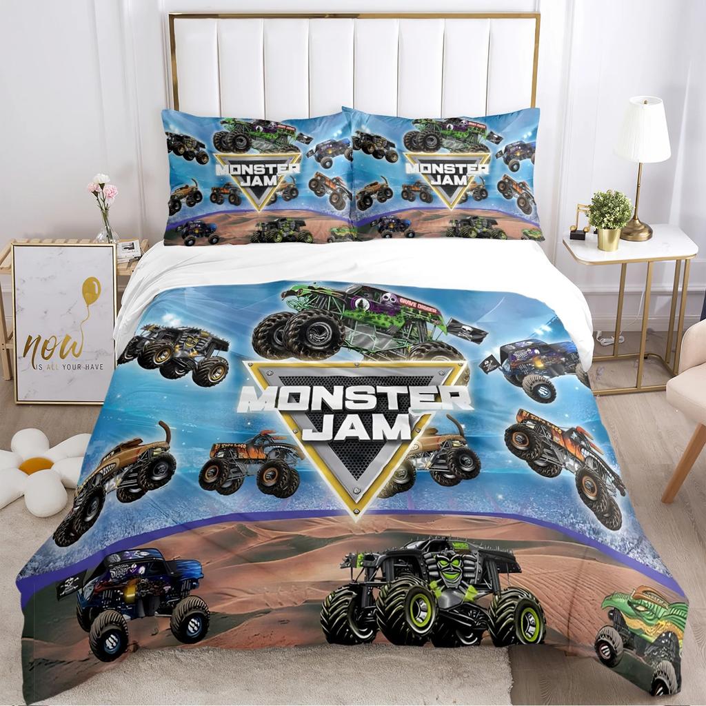 Мультфильм Monster Truck Всесезонный пододеяльник Одеяло Постельное белье Мягкий пододеяльник и наволочки SingleDoubleQueenKing