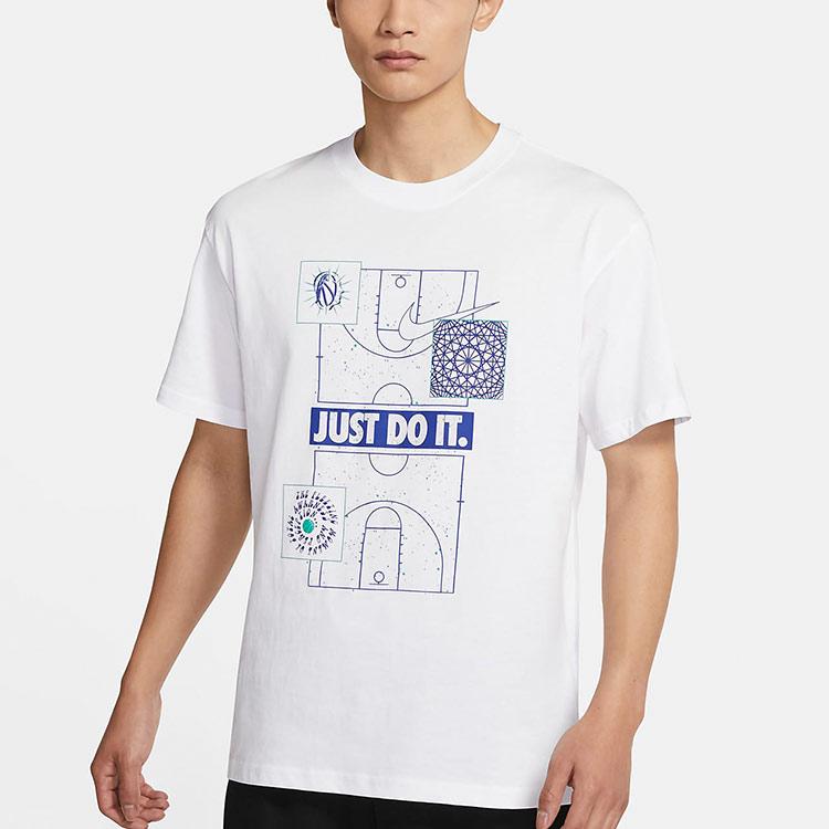 Nike Just Do It Баскетбольная спортивная футболка с коротким рукавом с принтом, мужские топы, белые DD0810-100