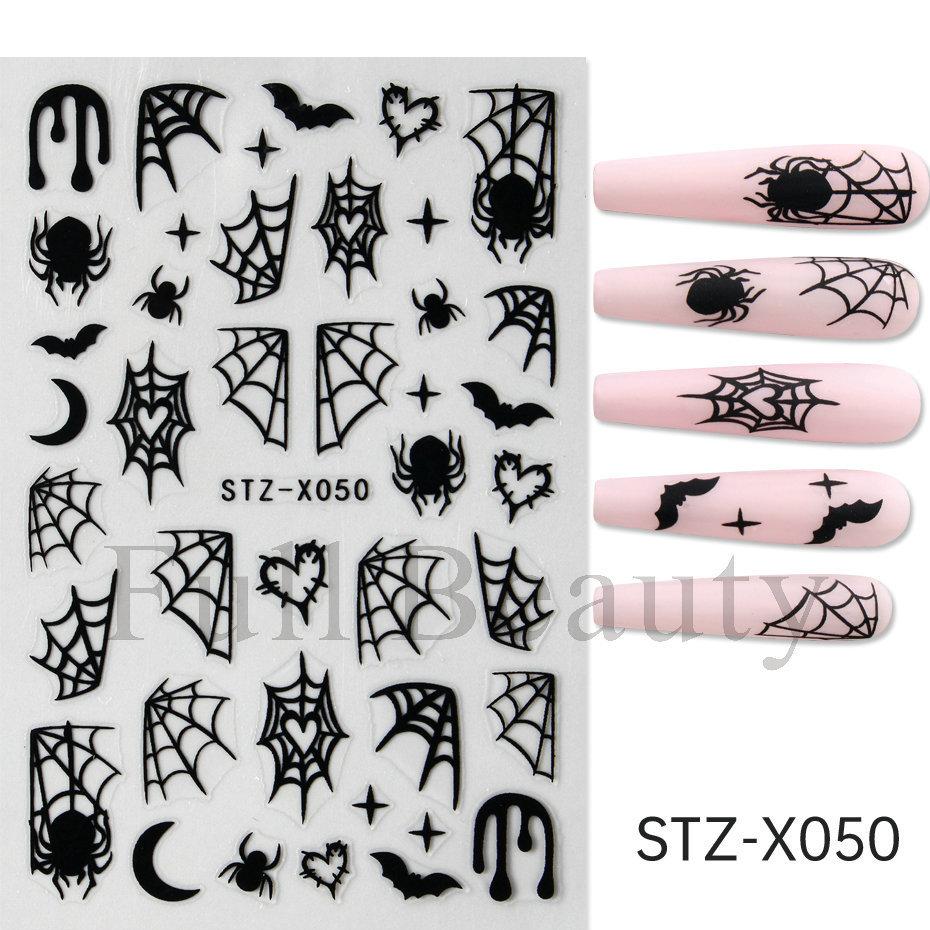 New nail art stickers Halloween pink love spider web mummy bandage love ghost nail stickers