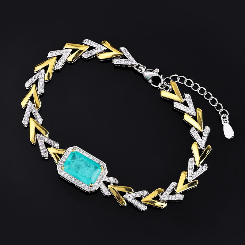 New Cuban Chain Paraiba Bracelet Jewelry Ruby Women's Style Fashionable Palace Retro Luxury