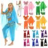 Women's India Belly Dance Costume Coins Top with Harem Pants Hip Scarf Halloween Costume