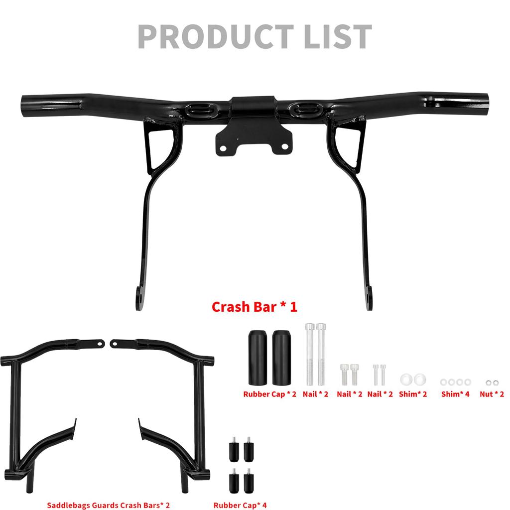 HDBUBALUS Защита двигателя Мотоциклетная дуга безопасности Передняя подвесная защита двигателя для шоссе Заднее крепление Поддержка кофров Набор стоек Прочная защита Ударопрочный
