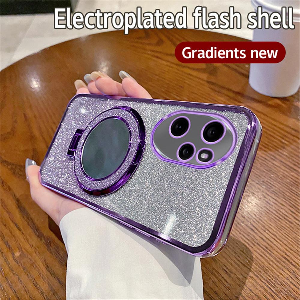 Роскошный зеркальный аксессуар Блестящий чехол для Huawei Honor 100 90 80 70 Pro 50 60 SE 20 30 Pro Мягкий чехол-подставка Блестящая крышка