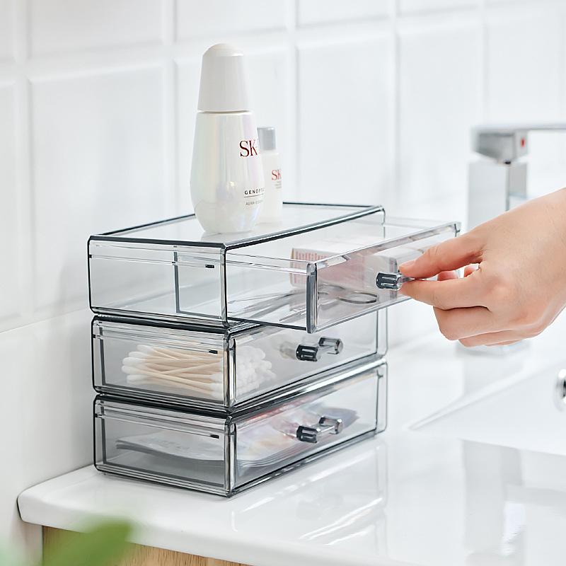 Transparent Organizer 1pcs Stackable Cosmetics Storage Drawers Office Sundries Organizer Box Jewelry Container Box