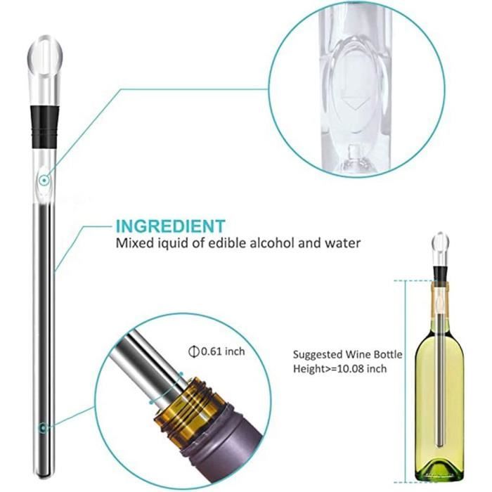 Bâtonnets de refroidisseur de vin - Dotopon - Lot de 2 - Acier inoxydable - Portable - Étanche