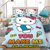 H-HelloS Cute K-KittyS Duvet Cover Set Home Style Bedding Soft Laundry Cotton Bed 3 Piece Set Student Dormitory Gift
