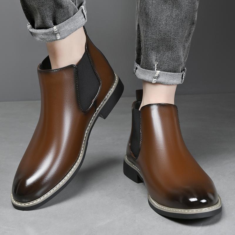 Autumn and Winter Men's Short Boots Gentleman Classic Style Business and Party Plus Size Adult Leather Shoes Dress