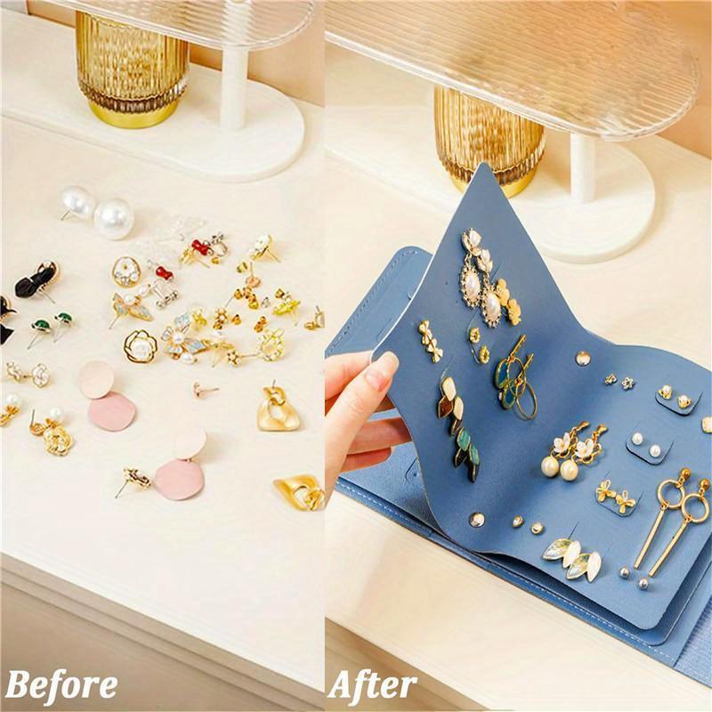 1 шт. сумка для хранения сережек-гвоздиков из искусственной кожи, многослойная, органайзер для хранения ювелирных изделий, сумка-книжка для хранения сережек и колец