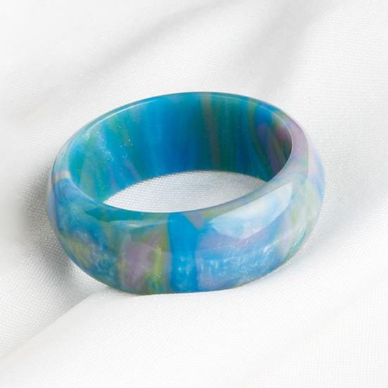 Широкое гладкое женское кольцо из смолы с красочным облаком, толстое кольцо, ювелирный аксессуар