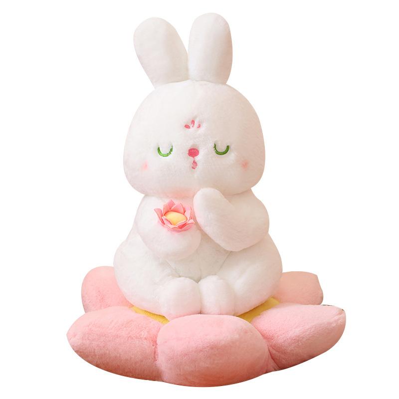 New Cute Little White Rabbit Doll Creative Buddhist Rabbit Plush Toy Doll Birthday Gift