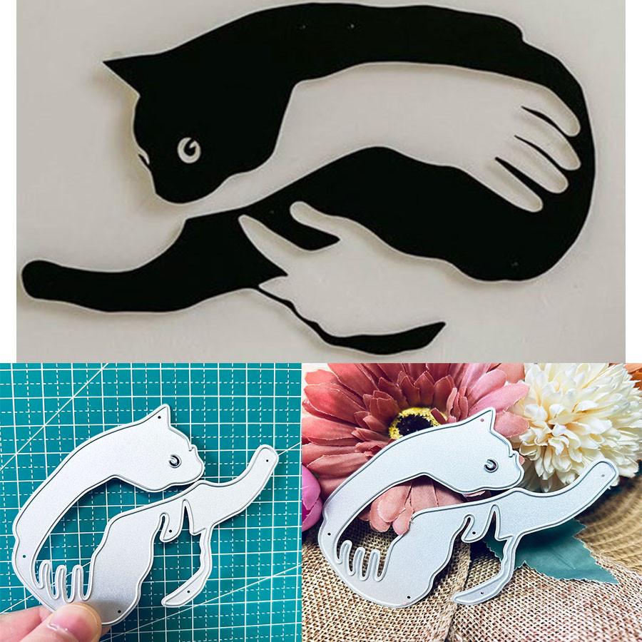 Мультяшный кот Металлические режущие штампы Трафарет для DIY Скрапбукинга Фотоальбома Тиснения Бумажных Открыток Поделок Высечки