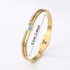 Rinhoo Stainless Steel Bracelet for Women Luxury Zircon Evil Eye Open Bangles Waterproof Jewelry Lucky Amulet Gift
