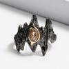 Punk Style Inlaid Amber Zircon Ring for Women's Creative Black and Gold Two-color Jewelry Irregular Hill Shape Party Ring