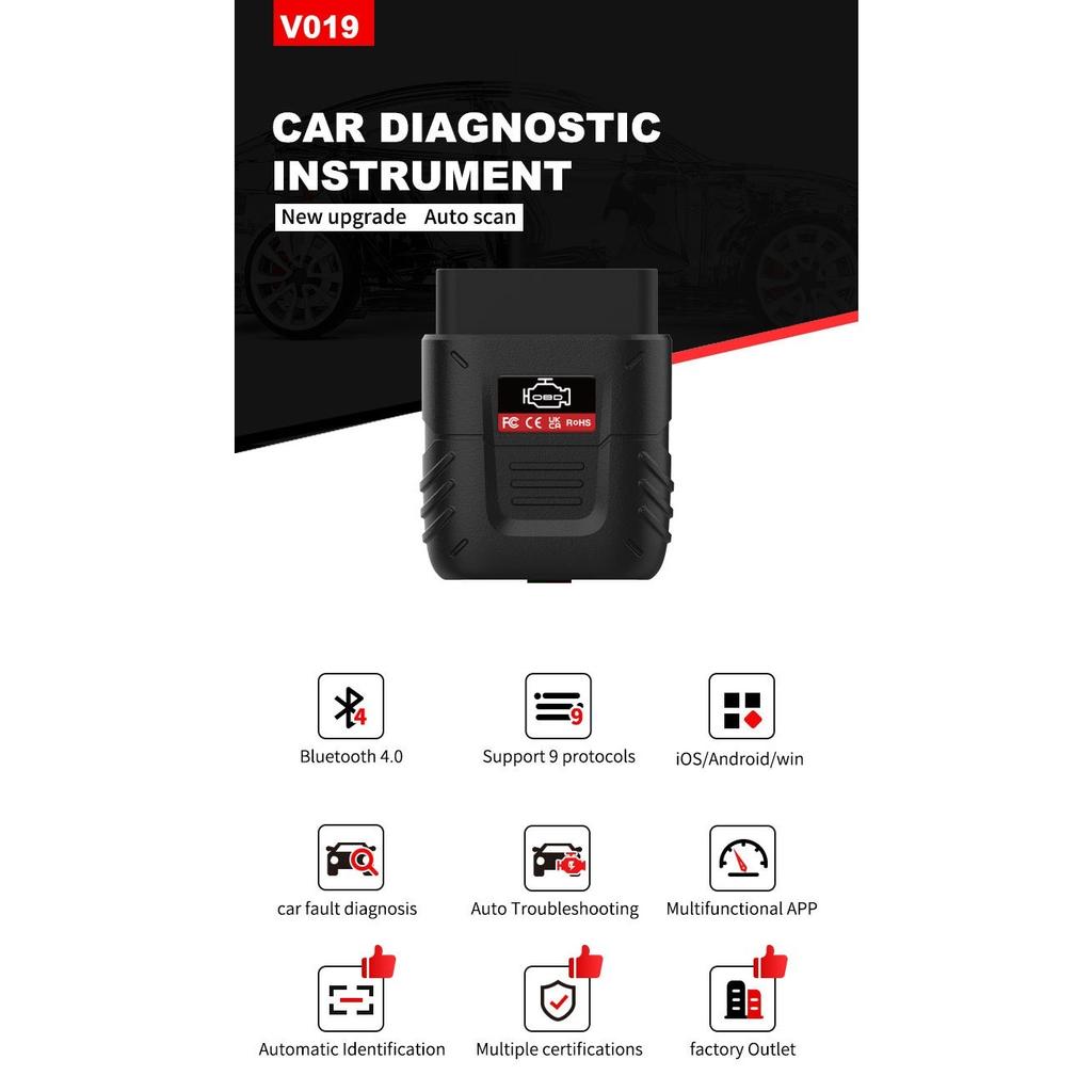 Беспроводной диагностический инструмент OBD2 Bluetooth, IOS, Android и Windows 3000. База данных кодов. Подходящий автомобильный адаптер. Считыватель кодов неисправностей. Сканирование с протоколом OBDII/EOBD.