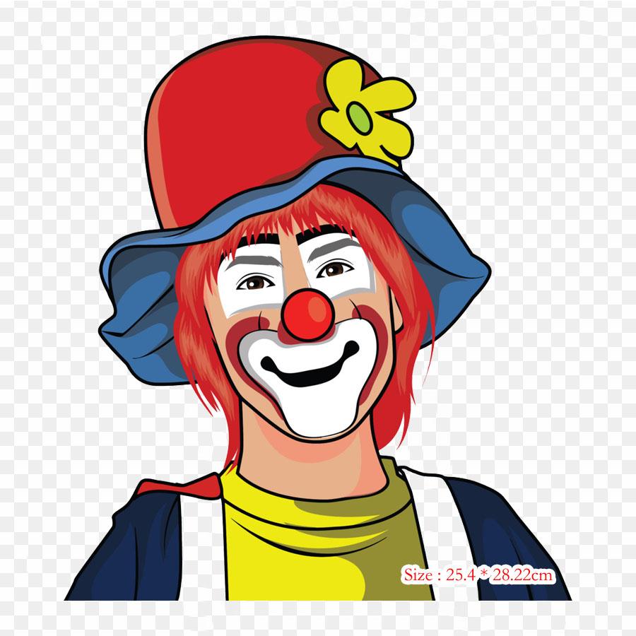 Circus Joker Clown Iron On Heat Transfer Printing Vinyl Patches Sticker for Clothes DIY Appliques Washable Patches