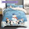 Penguin In Snow Pattern Bedding Quilt Set Home Decoration Gift (1 * Duvet Cover + 2 * Pillowcase, Without Core)