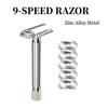 Adjustable Safety Razor Mens Folding Shaving Zinc Alloy 9-speed Manual Shaver Double Edge Safety Titanium Coated Blades