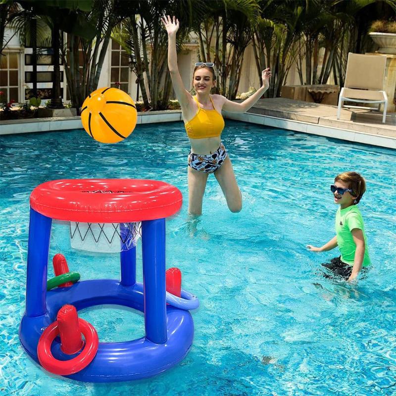 Water Basketball Hoop Inflatable Toys Swimming Pool Inflatable Ring Throwing Ferrule Game Set Floating Toys Beach Summer Water