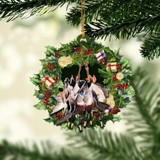 Подвесная елочная подвеска в виде утки 2D плоская водоплавающая птица деревянные украшения охота на уток автомобильные аксессуары рождественский домашний декор