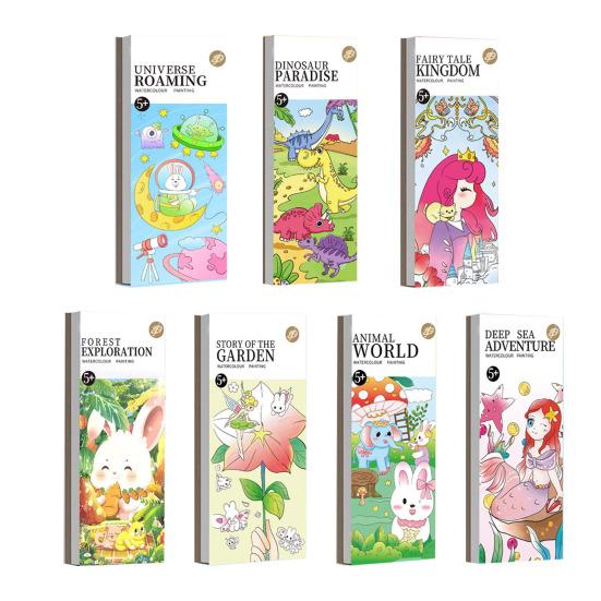 1/7 шт. Книга для рисования акварелью, детская закладка для книг своими руками, забавная книга для рисования с 21 уникальным узором, 6 ярких оттенков акварельной живописи