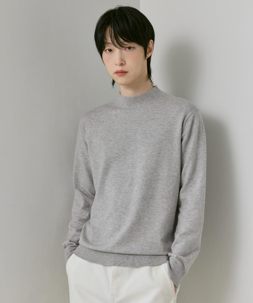 210EDIT Cashmere Blended Mock Turtleneck Knit [Melan Grey]_Zz4Sw011