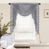 Black Beaded Lace Waterfall Valance Lightweight Breathable Easy Installation Luxurious Small Window Semi Sheer Swag Waterfall Valance