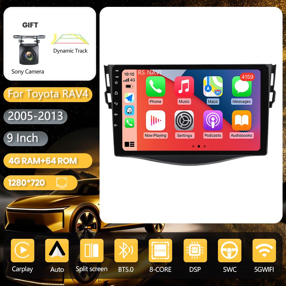 Android 16 pour Toyota RAV4 Rav 4 2005 - 2013 Carplay Autoradio 2K Multimédia vidéo Autoradio Stéréo GPS Caméra 360° Sans Fil