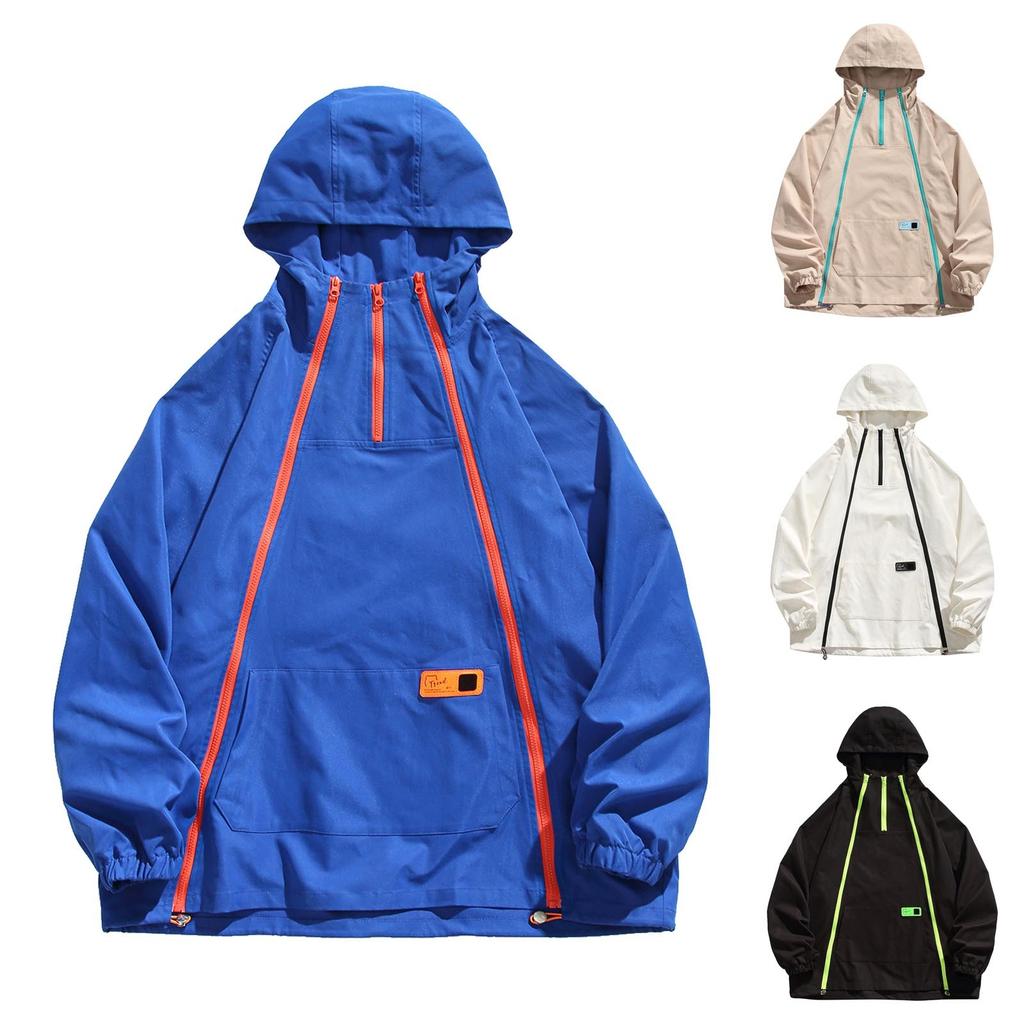 Осенняя новая мужская куртка с капюшоном, пальто, повседневный цветной контрастный топ для мужчин