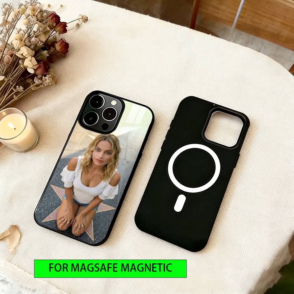 Чехол для телефона с Марго Робби для iPhone 17, 16, 15, 14, 13, 12, 11 Plus, Pro, магнитный, для беспроводной зарядки Magsafe