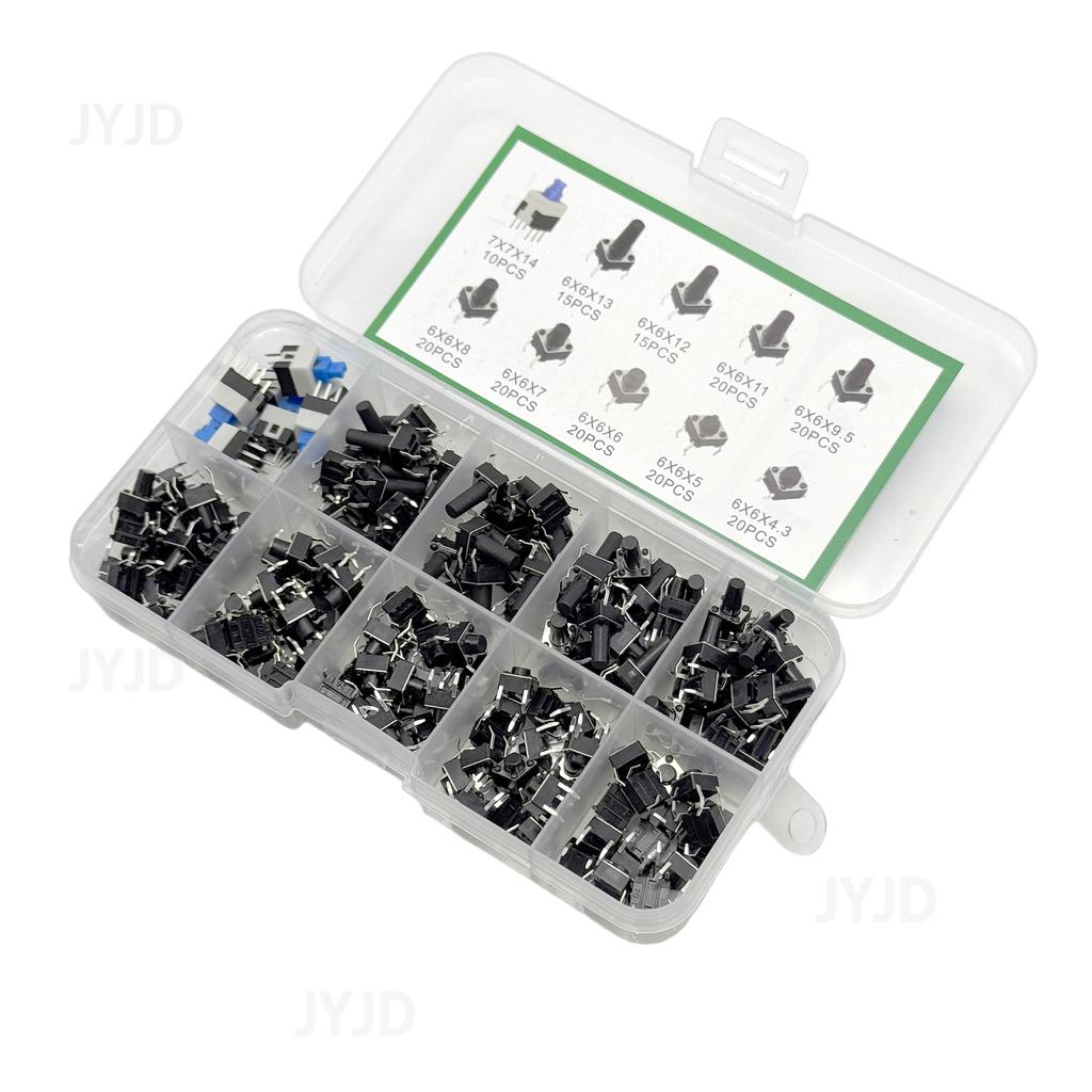 10 Types of 180pcs Button Switch Direct Insertion Light Touch Switch Button Switch Classification Box Kit