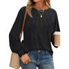 Autumn Women's Long Sleeve Round Neck T-Shirt Pleated Casual Solid Color Sweatshirt