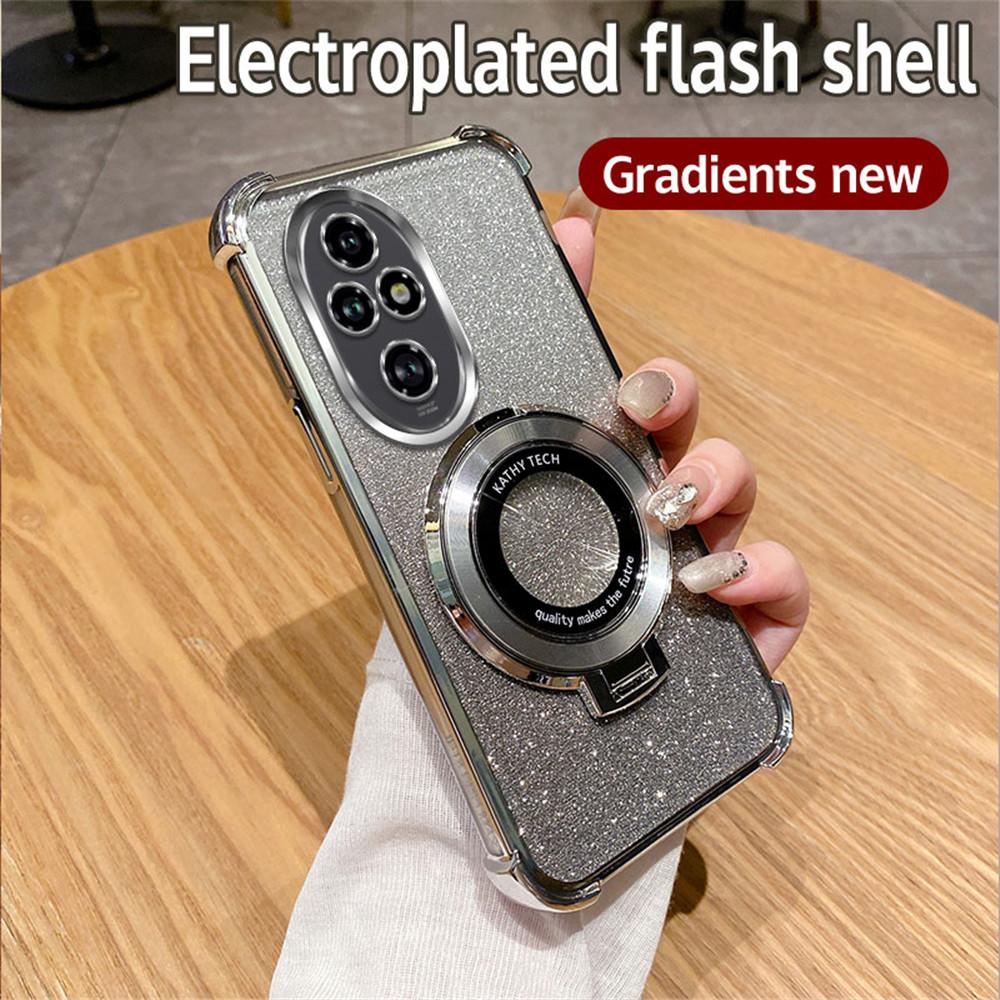 Чехол-держатель для телефона с блестящим противоударным покрытием для Honor 200 Pro, мягкий чехол-подставка для Honor 200 50 60 70 80 90 100 Pro X9A