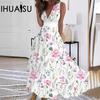 Women's Summer V-neck High Waist Sleeveless Print Sexy Vest Dress