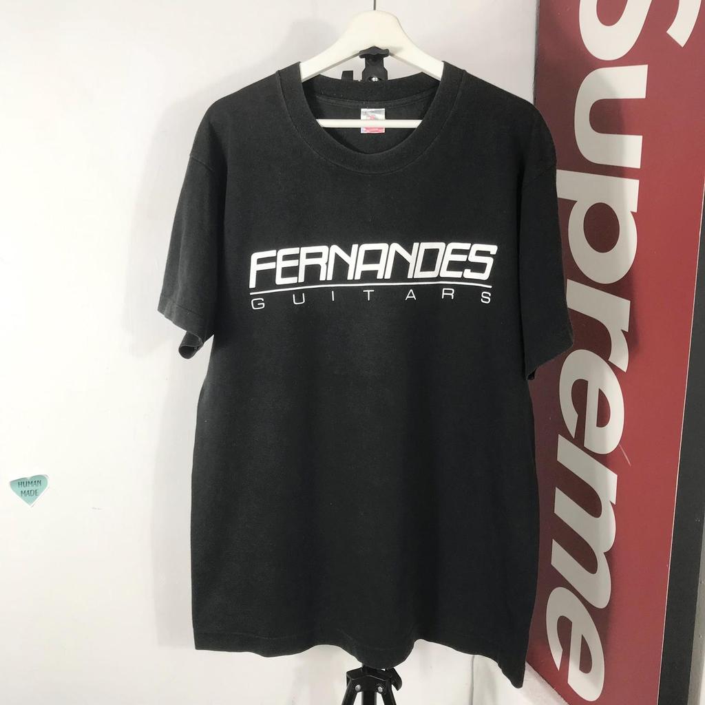 Vintage 90s FERNANDES Guitar music promo T shirt faded black T-Shirt Mens Kids
