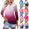 Женский модный повседневный топ на пуговицах с рукавом три четверти с градиентным принтом и лацканами