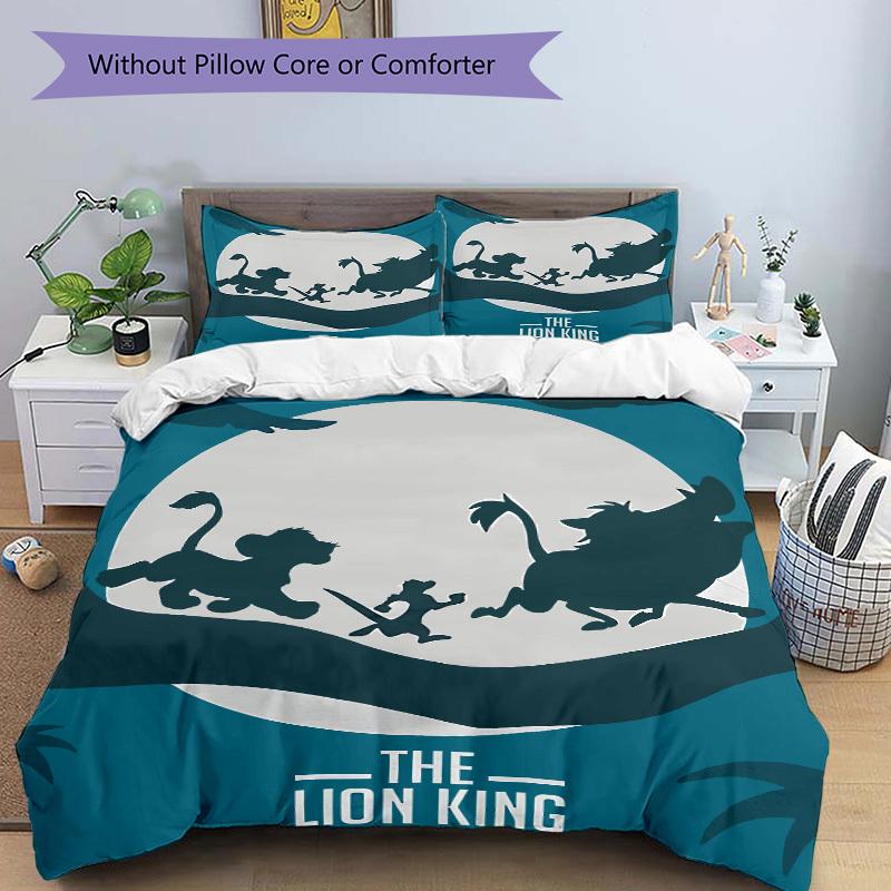 3pcs set Lion King1pc of quilt cover+2pcs of pillowcase, no core, print bedding, All Seasons Bedroom Setting023
