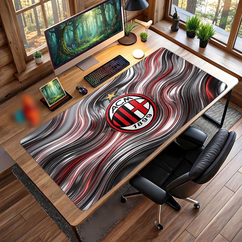 Большой коврик для мыши с принтом AC Milan, нескользящий мягкий резиновый игровой коврик для стола, декор для офисного ноутбука компьютера