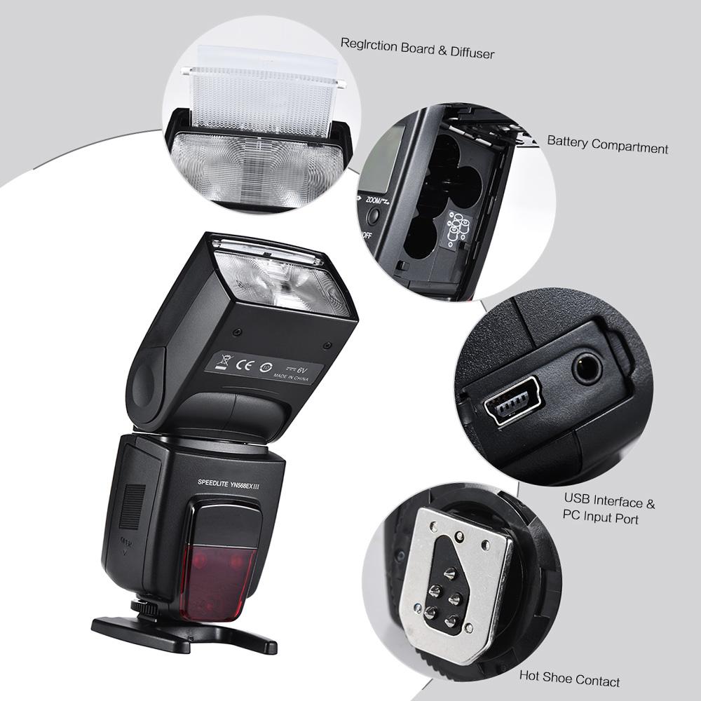 YN568EX III Беспроводная TTL Ведущая Ведомая Вспышка Спидлайт GN58 1 8000с Высокоскоростная Синхронизация Поддерживает Обновление Прошивки через USB