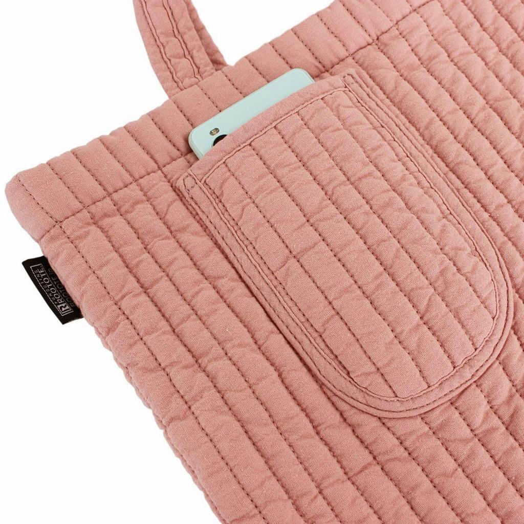 1230 Quilted Tote Bag SC A4 Wide Ible [Rootote] (Mauve)
