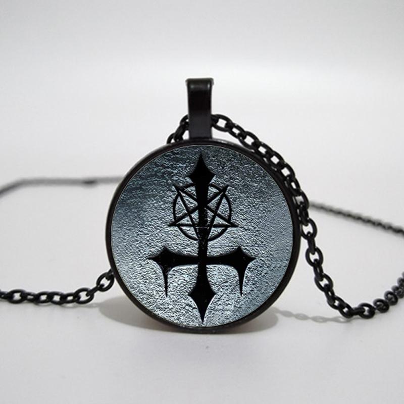 Satanic Goat Necklace Glass Dome Pendant Satanic Church Jewelry Inverted Pentagram Pendant Necklace