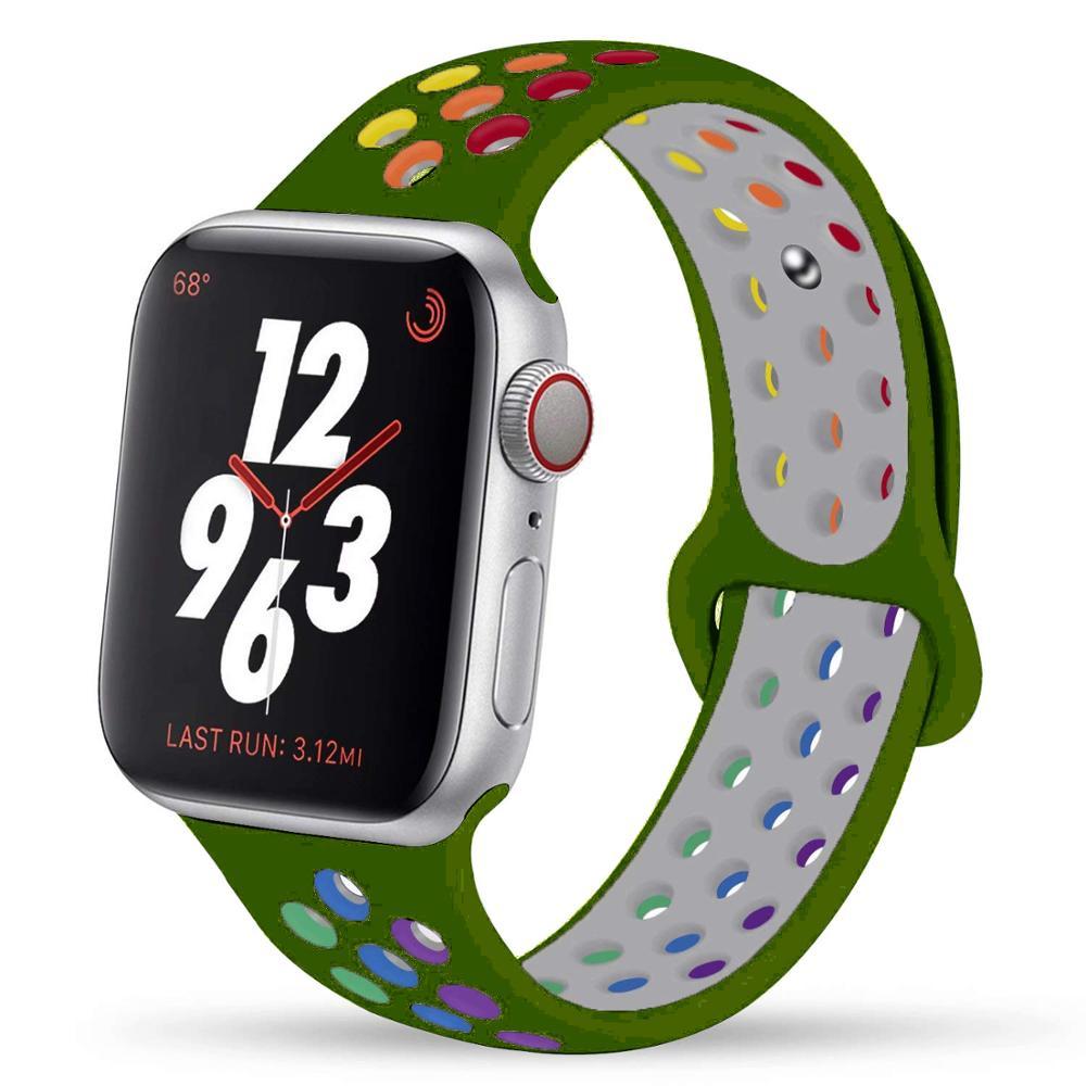 Спортивный силиконовый ремешок для Apple Watch Band 44 мм, 40 мм, 42 мм, 38 мм, 44 мм, дышащий браслет, ремешок для Apple Watch 6 iWatch 5 4 3 se
