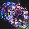 1/2Pcs Colorful LED Rose Flower Crown Adjustable Wedding Bride Floral Hair Wreath Headband Garland Headpiece Hair Accessories Party Photo Props
