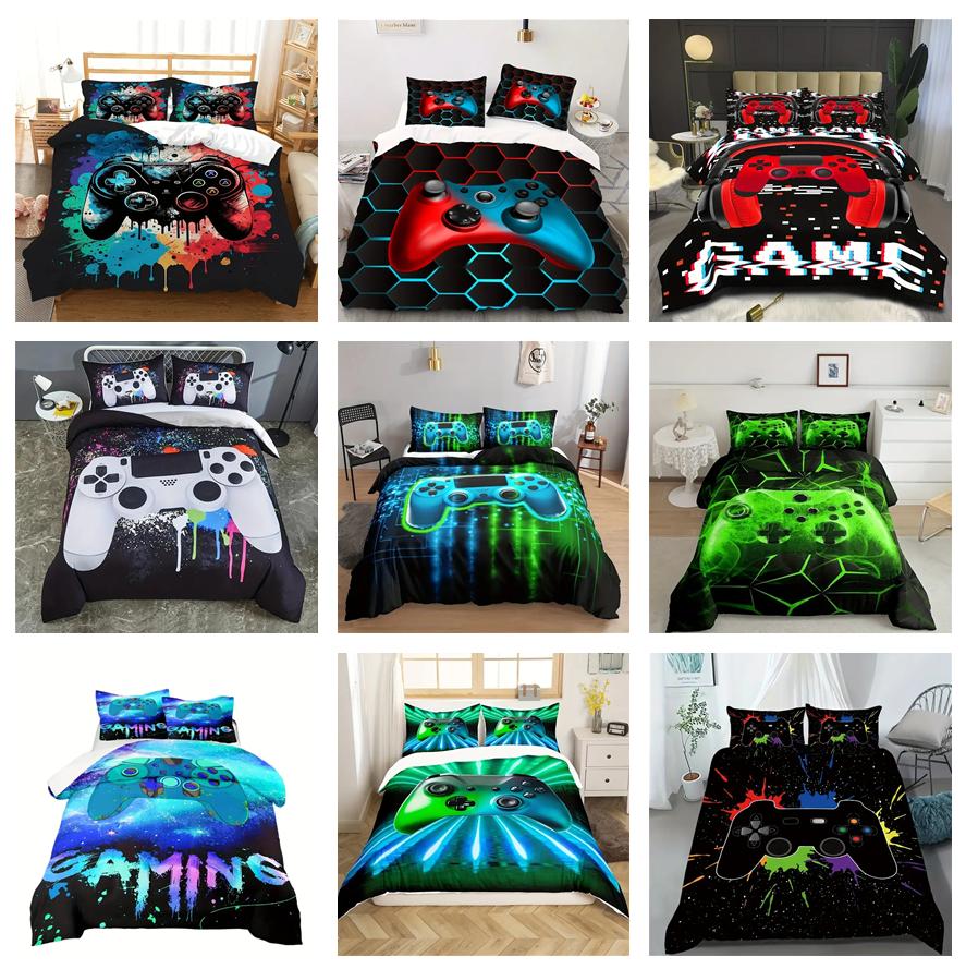 Комплект постельного белья для 3D-игр, игровой контроллер, пуховое одеяло и наволочка, пододеяльник для геймера DE135 * 200, роскошный мягкий домашний текстиль