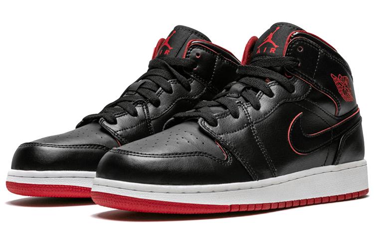 Jordan 1 Ретро Средний Черный Спортивный Красный 554725-028
