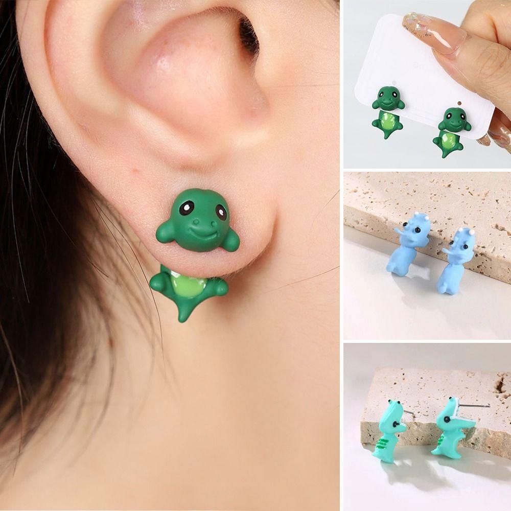 Whale Cartoon  Animal Biting Stud Earrings Metal Whale Earrings Dinosaur Bite Earring  Girl