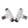 2Pc 2 Way Tv T Splitter Aerial Coaxial Cable Male To 2 Female Connectors Adapter