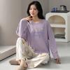 Пижама женская весна и осень чистый хлопок длинный рукав можно носить на улице высококачественный хлопок домашняя одежда большой размер комплект