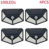 1/2/4/8 Pcs 100 LED Solar Lights Outdoor Solar Powered Motion Sensor Lights Outdoor Waterproof Wall Lamp Night Light with 3 Modes 270deg Wide Angle