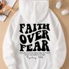 Women'S Fleece Shoulder Sleeve Hooded Plain Letter Print Kangaroo Pocket Drawstring Large Size Sweater