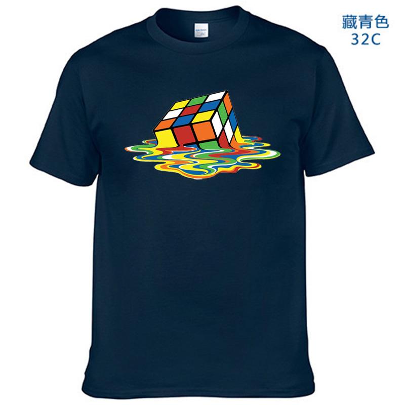 Летняя хлопковая футболка с принтом кубика Рубика, забавная хипстерская графическая футболка, топ унисекс для мужчин с коротким рукавом, классные футболки